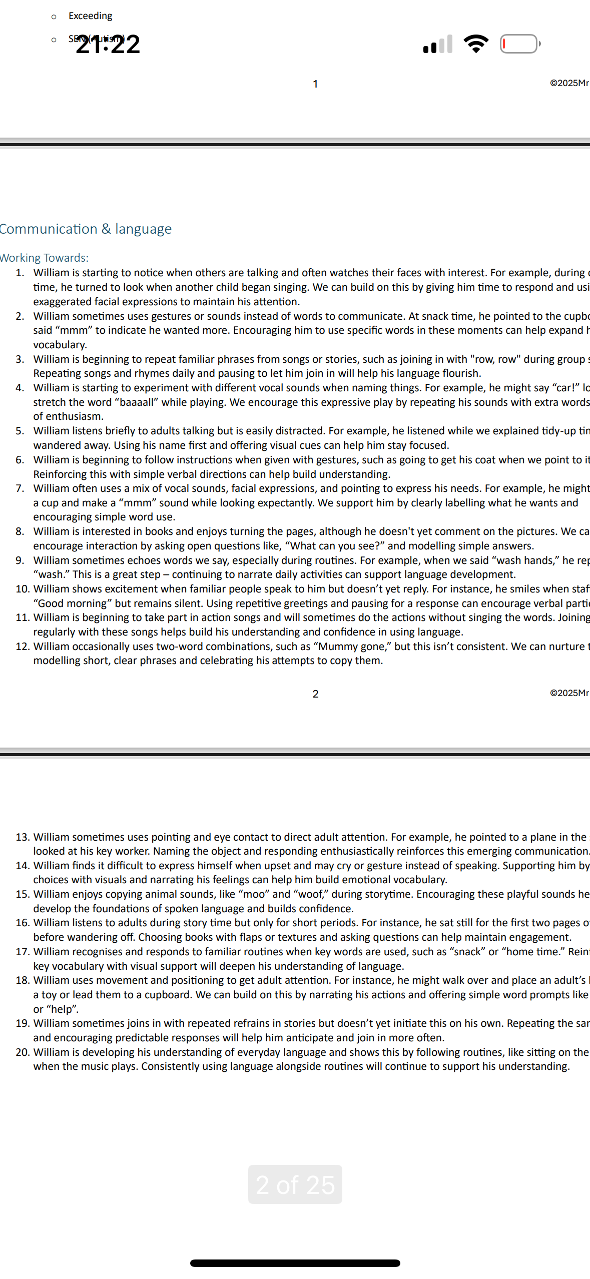 2-Year Progress Check 2025:  Differentiated Statements