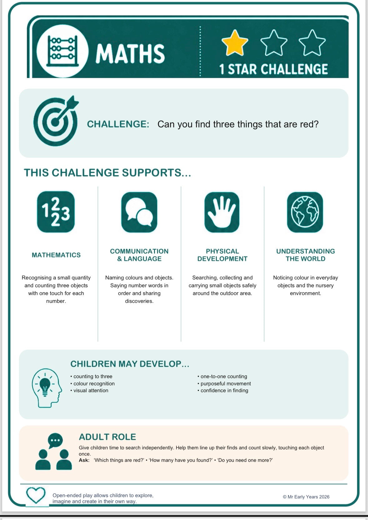Nursery Continuous Provision Challenge Cards