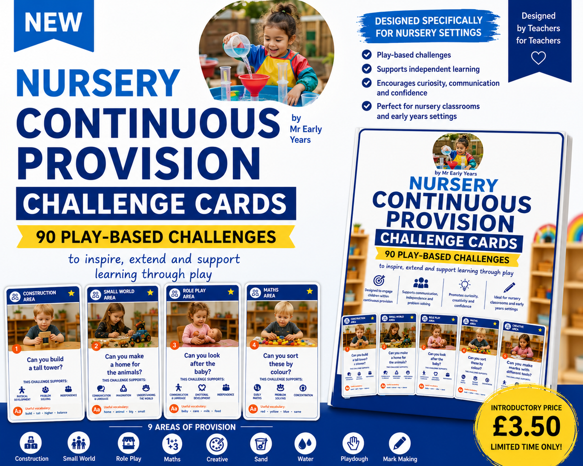 Continuous Provision Challenge Cards – NURSERY (Small School Licence up to 10 Teachers)
