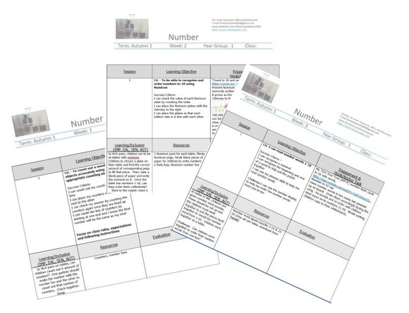 Year 1 Maths Planning (13 Numeracy Lessons)