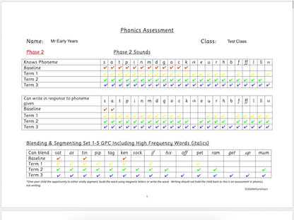 Digital Phonics Assessment Tracker 3 (4 Term Entry Version)