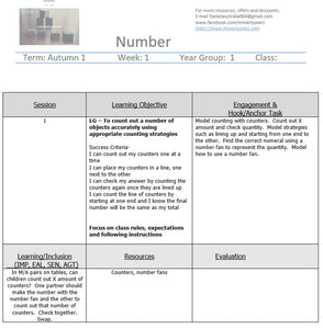 Year 1 Maths Planning (Numeracy Lesson 1,2 & 3)