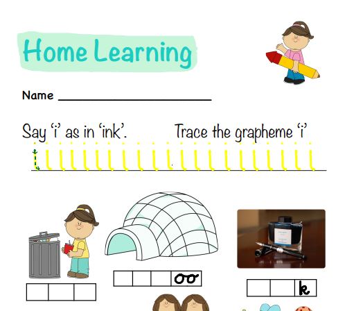 Phonics: Letters and Sounds Activity Sheet (i)