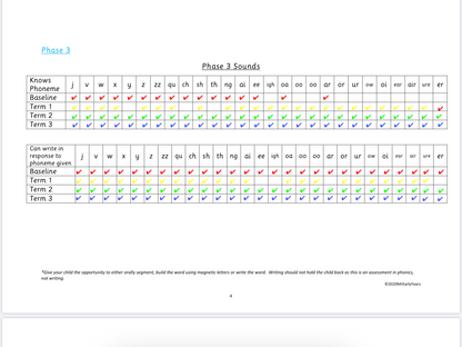 Digital Phonics Assessment Tracker 3 (4 Term Entry Version)