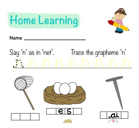 Phonics: Letters and Sounds Activity Sheet (n)