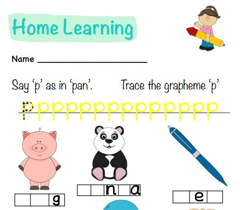 Phonics: Letters and Sounds Activity Sheet (p)